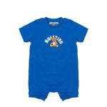 Moschino Kids Pagliaccetto Blu con Bottoni Apertura Spalla e Stampa logo Teddy per Neonati
