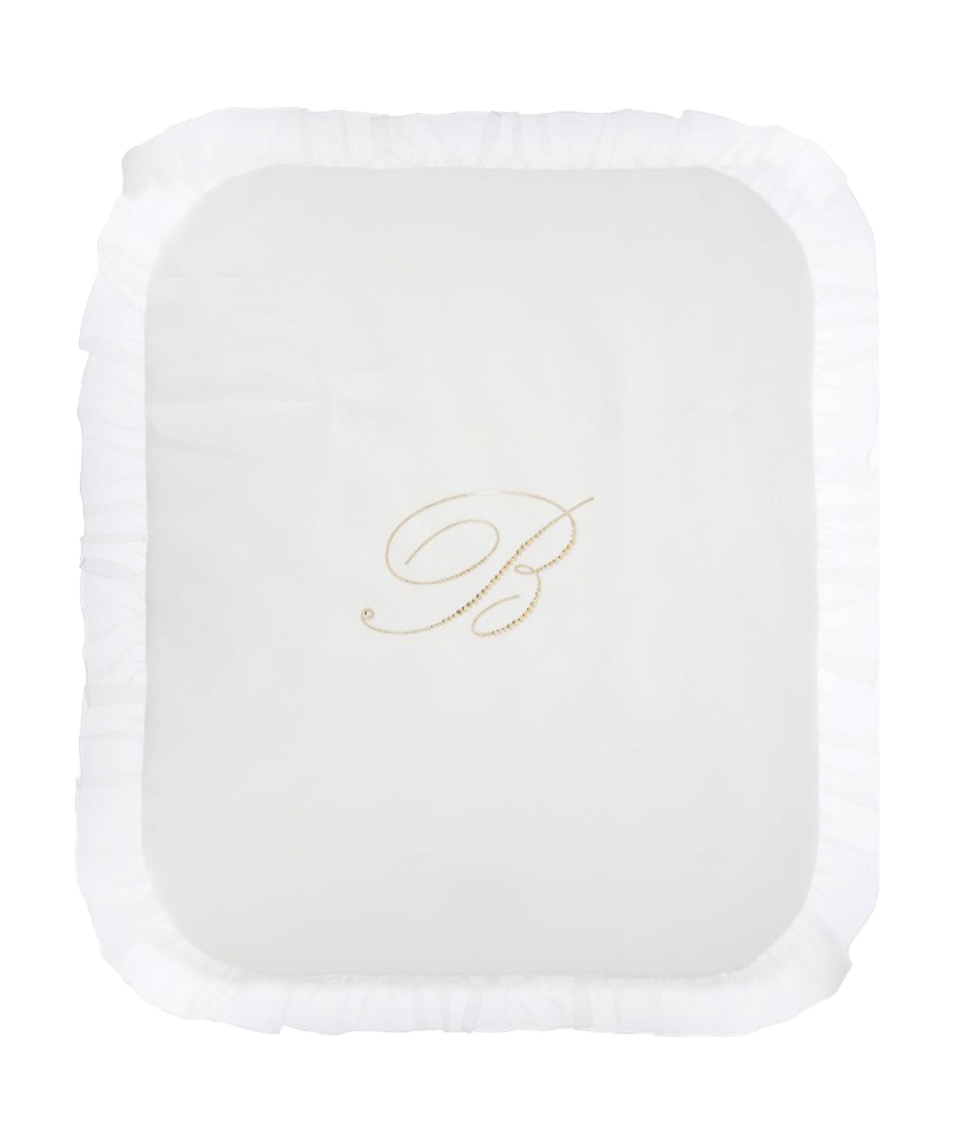 Blumarine Kids Copertina Panna con Balza in Tulle e Logo B in Strass per Bambine