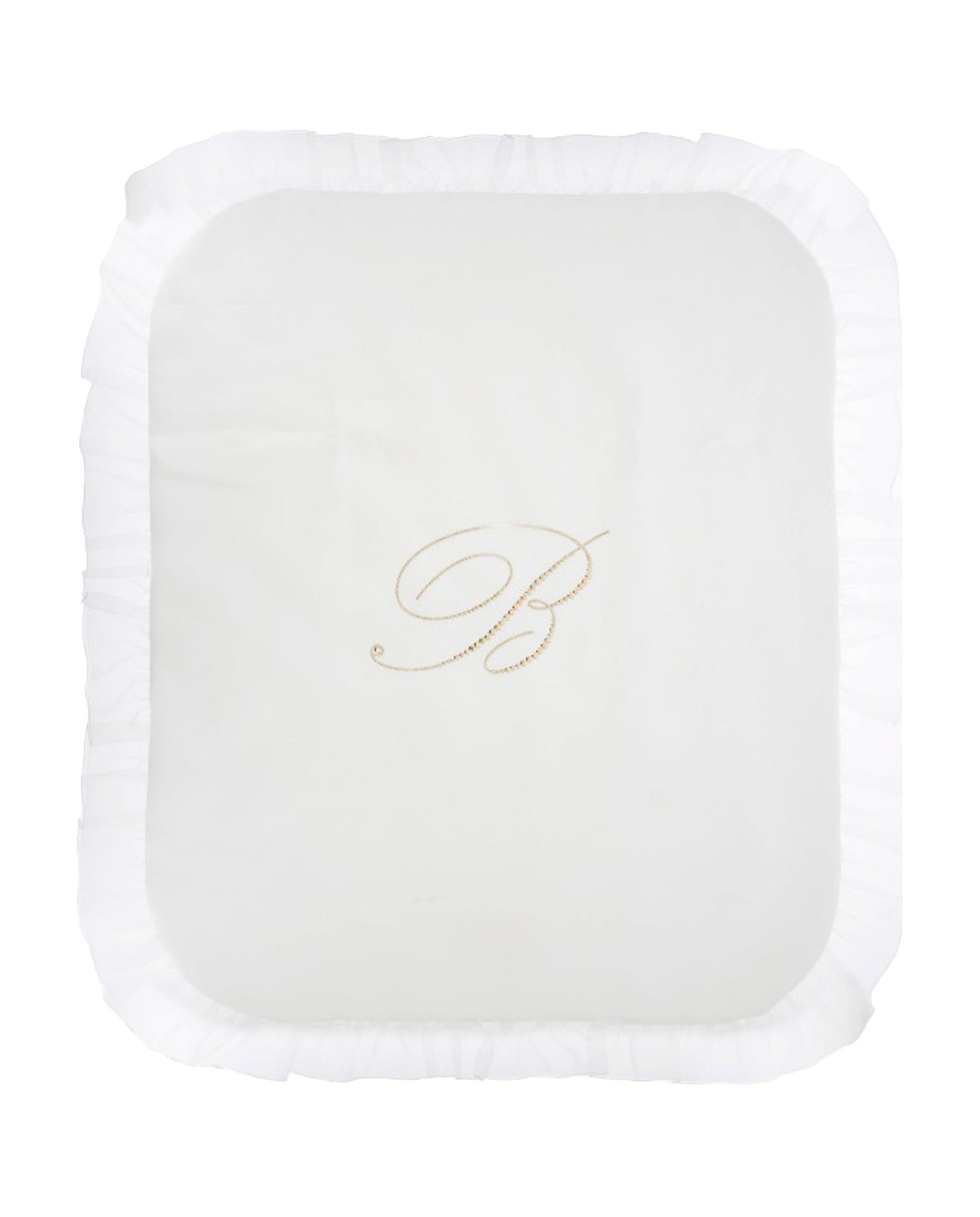 Blumarine Kids Copertina Panna con Balza in Tulle e Logo B in Strass per Bambine