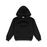 Iceberg Kids Felpa con Cappuccio Nera e Logo a Contrasto per Bambini