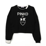 Pinko Kids Maglione Nero/Bianco con Intarso Logo per Bambine
