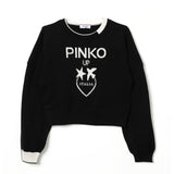 Pinko Kids Maglione Nero/Bianco con Intarso Logo per Bambine