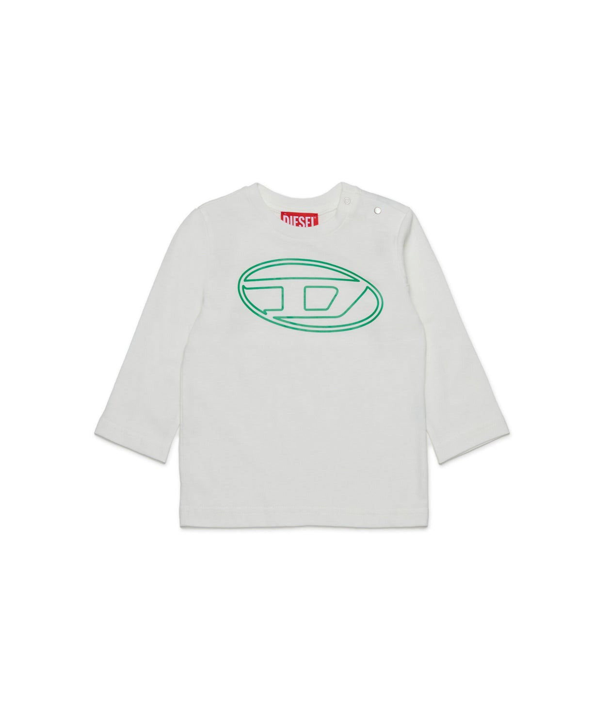 Diesel Kids T-shirt Bianca Lunghe Maniche con Oval D per Neonati