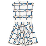 Elisabetta Franchi La Mia Bambina Abito Avorio con Motivo Catene Blu per Bambine