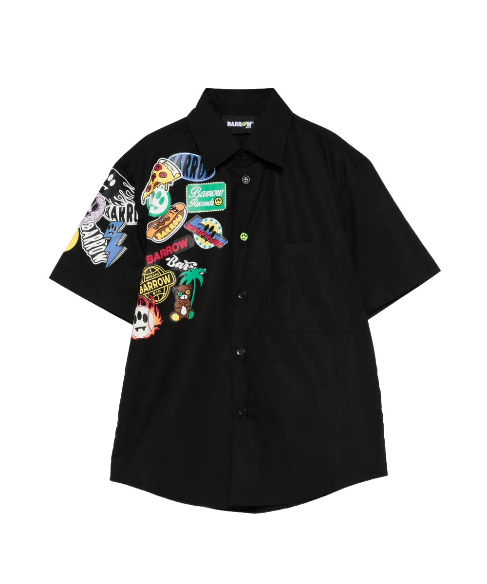 Barrow Kids Camicia Nera con Ricami Unisex