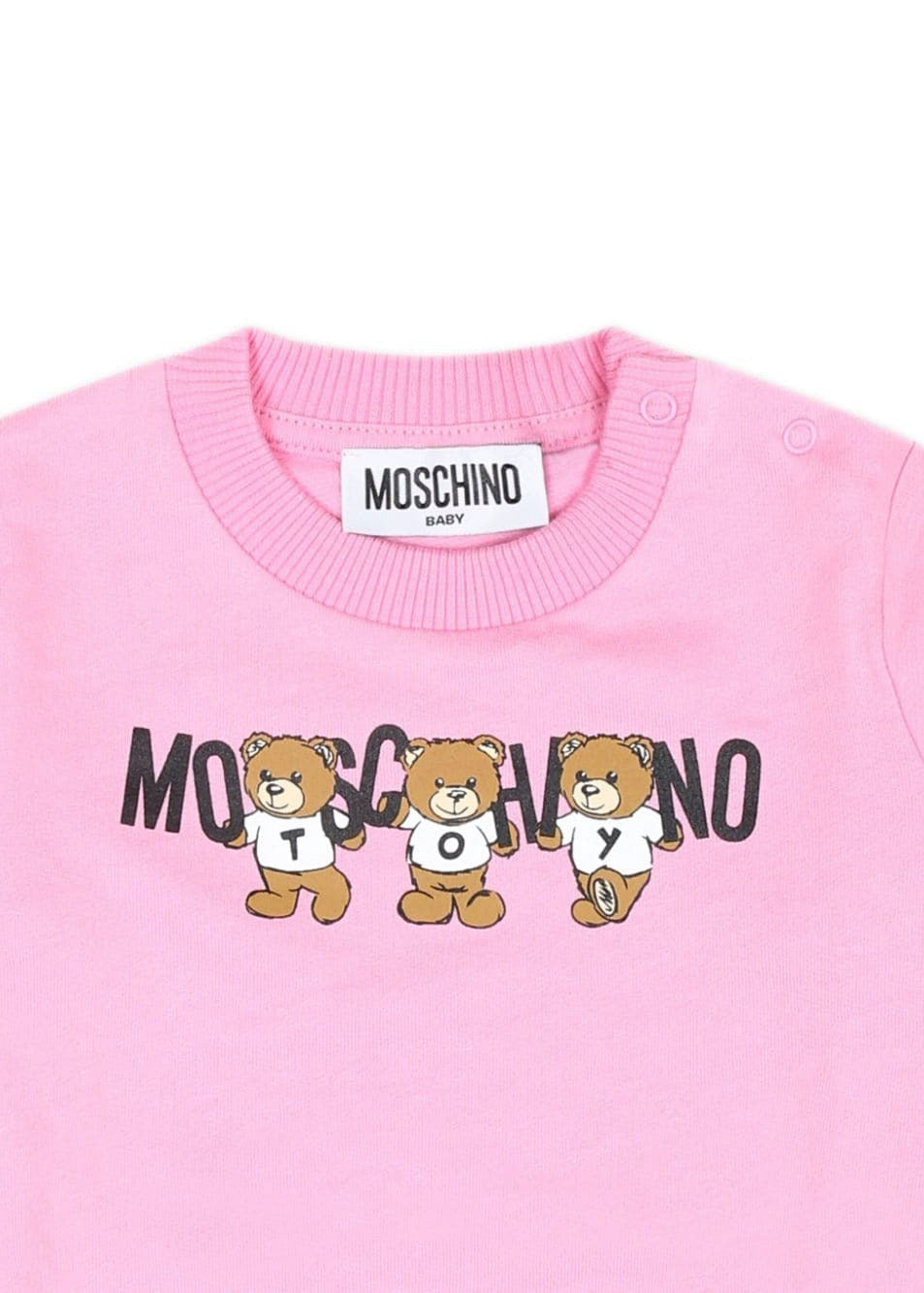 Moschino Kids Felpa Rosa con Logo Teddy Bear per Neonate (DETTAGLIO)