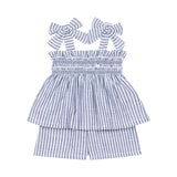 Deolinda Kids Completo Salopette Fantasia a Righe Bianco e Blu per Neonate
