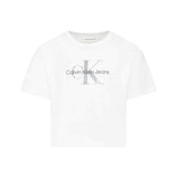 Calvin Klein Kids White Crop T-shirt for Girls