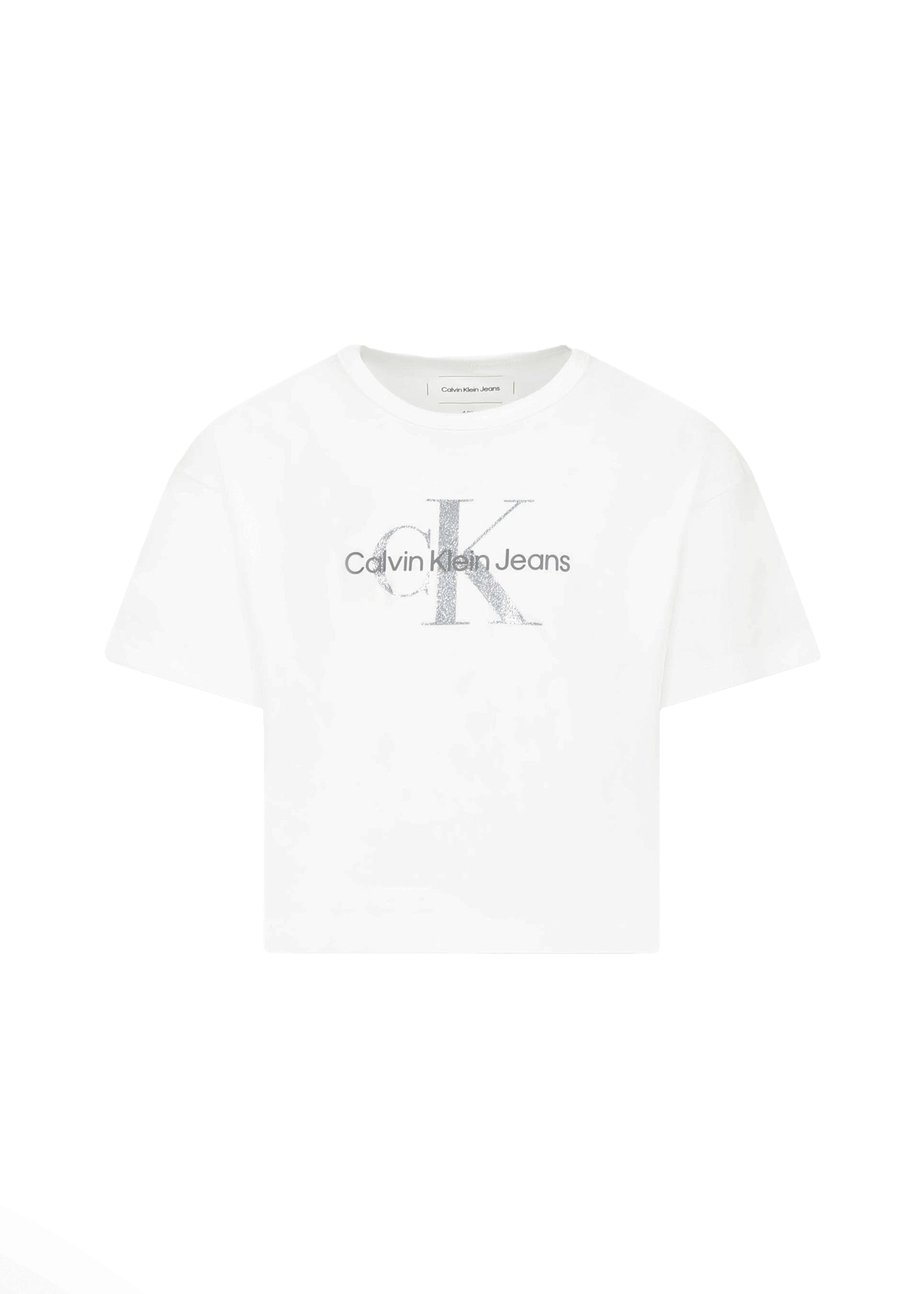 Calvin Klein Kids T-shirt Crop Bianca per Bambine