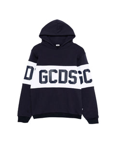 Gcds Kids Felpa Girocollo Blu con Stampa a Contrasto per Bambini