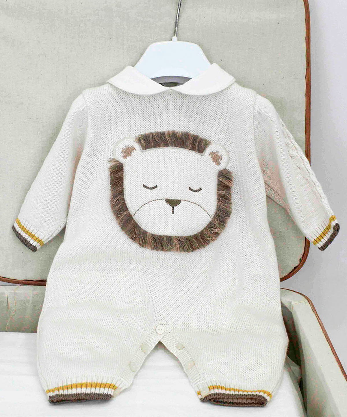 Marlù Tutina Beige con Applicazione Leone per Neonati