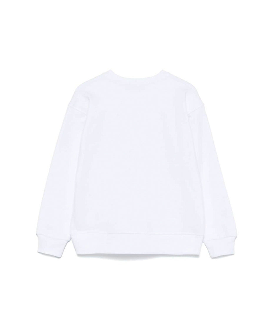 Dsquared2 Kids Felpa Bianca Girocollo con Stampa per Bambini