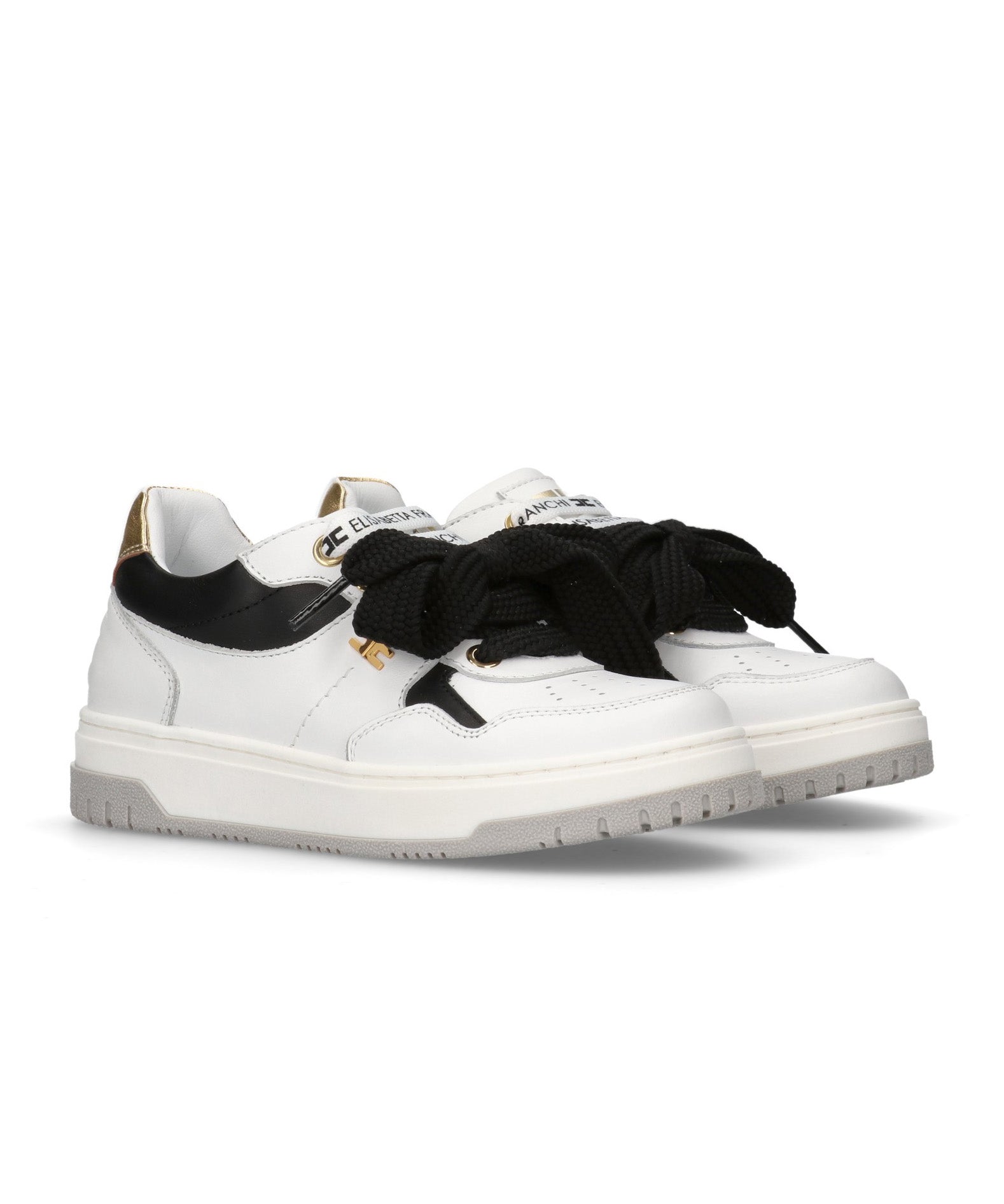 Elisabetta Franchi Kids Sneakers Bianco Nero e Oro per Bambine