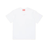 Diesel Kids T-shirt Bianca con Oval D in Metallo per Bambini