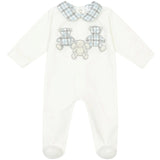 Deolinda Kids Tutina Avorio e Celeste con Teddy Ricamato per Neonate