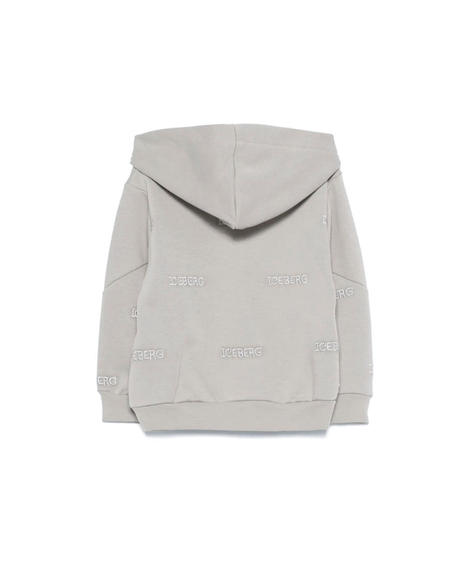 Iceberg Kids Felpa con Cappuccio Grigia con Ricamo Logo per Neonati
