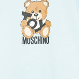 Moschino Kids Tutina Celeste con Stampa Toy per Neonati