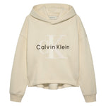 Calvin Klein Kids FElpa WhiteCap Gray con Cappuccio e Logo Ricamato a COntrasto per Bambine
