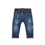 Dsquared2 Kids Jeans Denim Scuro con Rotture per Neonati