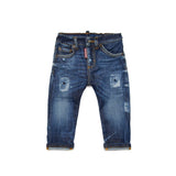Dsquared2 Kids Jeans Denim Scuro con Rotture per Neonati