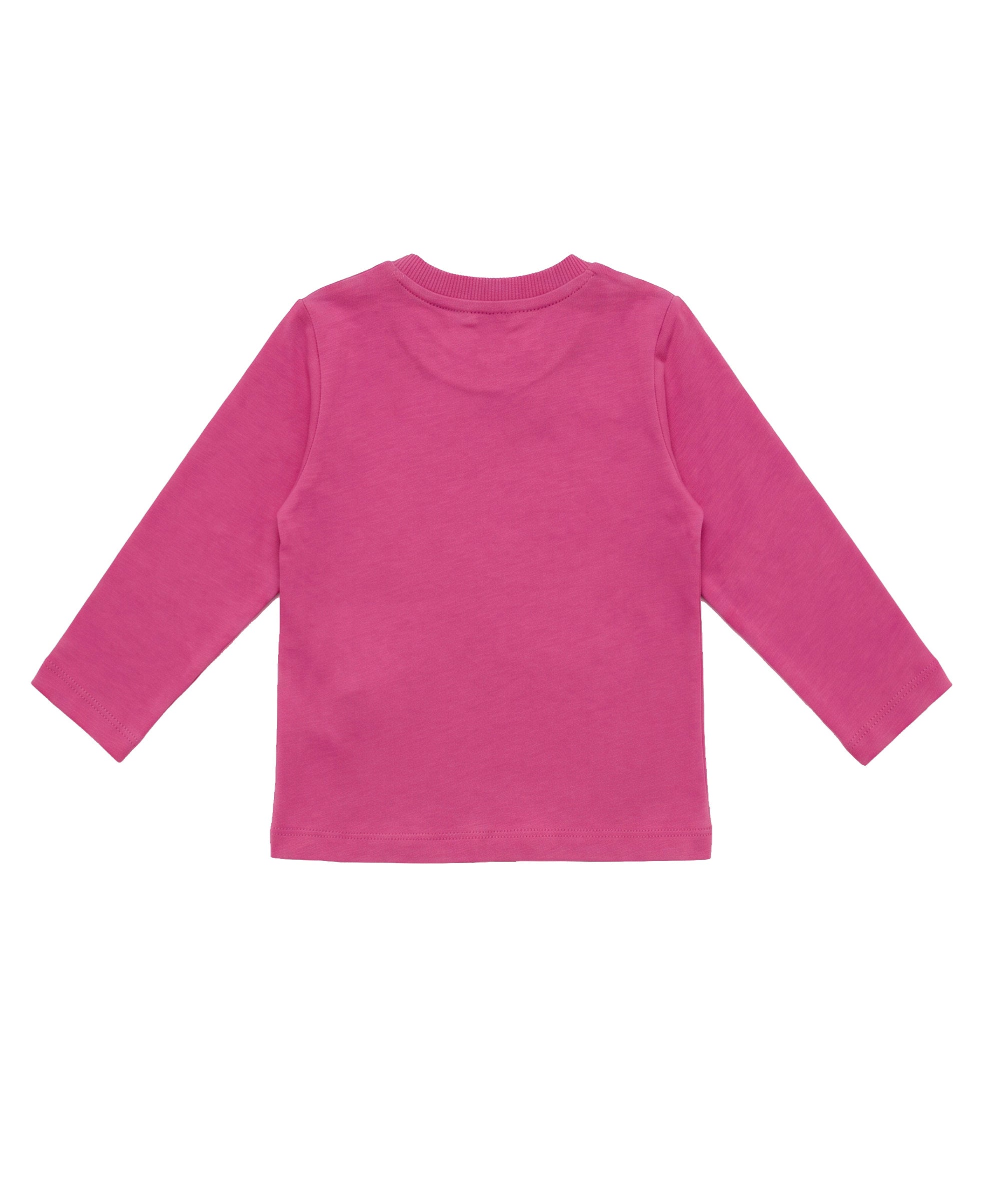 Moschino Kids T-Shirt Manica Lunga Fucsia in Cotone con Teddy Bear e Logo per Bambine