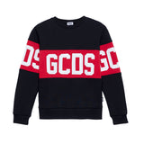 Gcds Kids Felpa Nero con Banda Logata Rosso Unisex