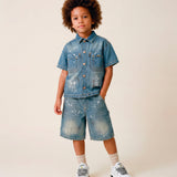 Yes London Kids Bermuda in Denim Chiaro Sfumato per Bambini