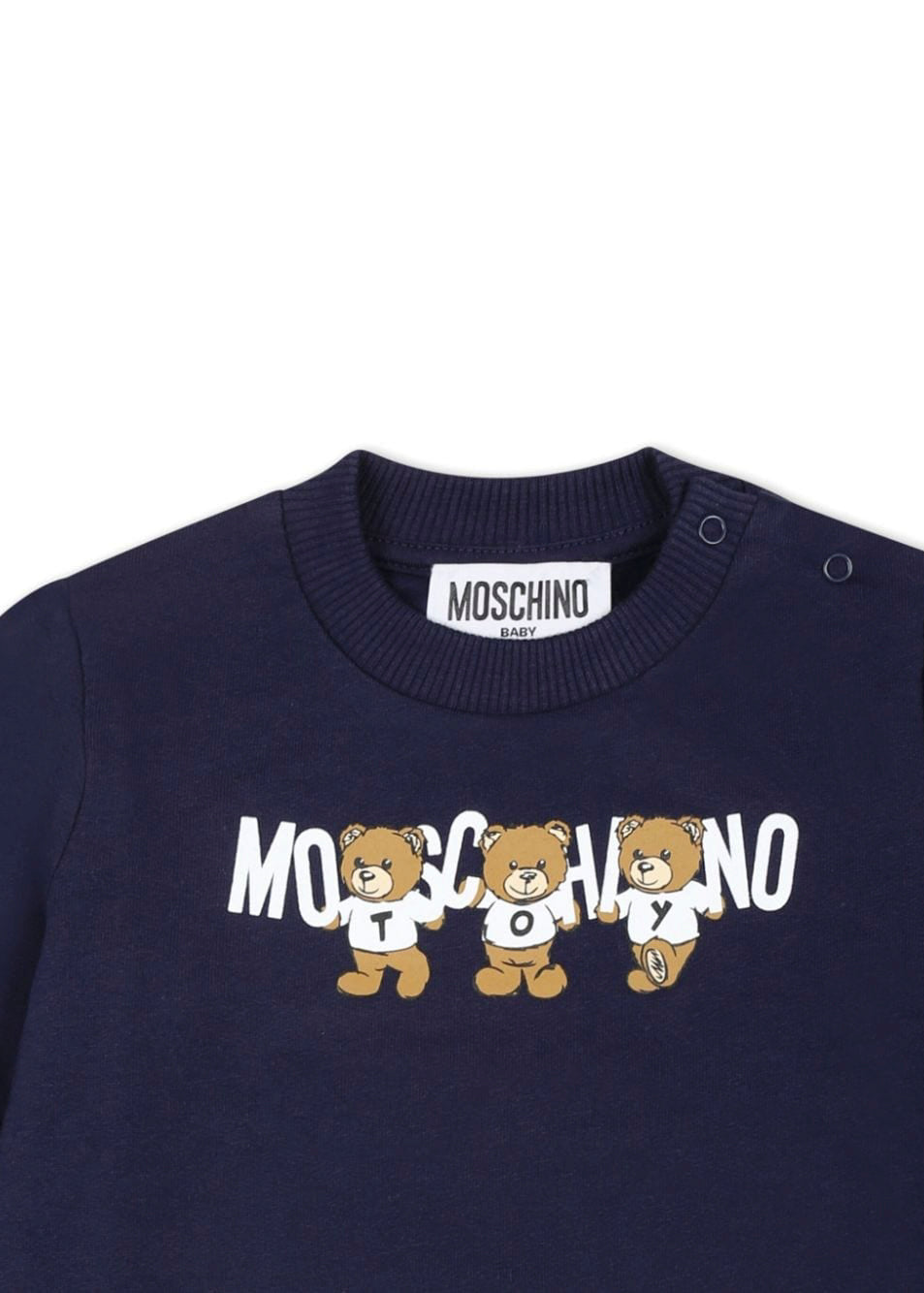 Moschino Kids Felpa Blu con Logo Teddy Bear per Neonati(dettaglio)