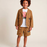 Dsquared2 Kids Giacca Marrone con Patch Logo e Tasconi Cargo Frontali