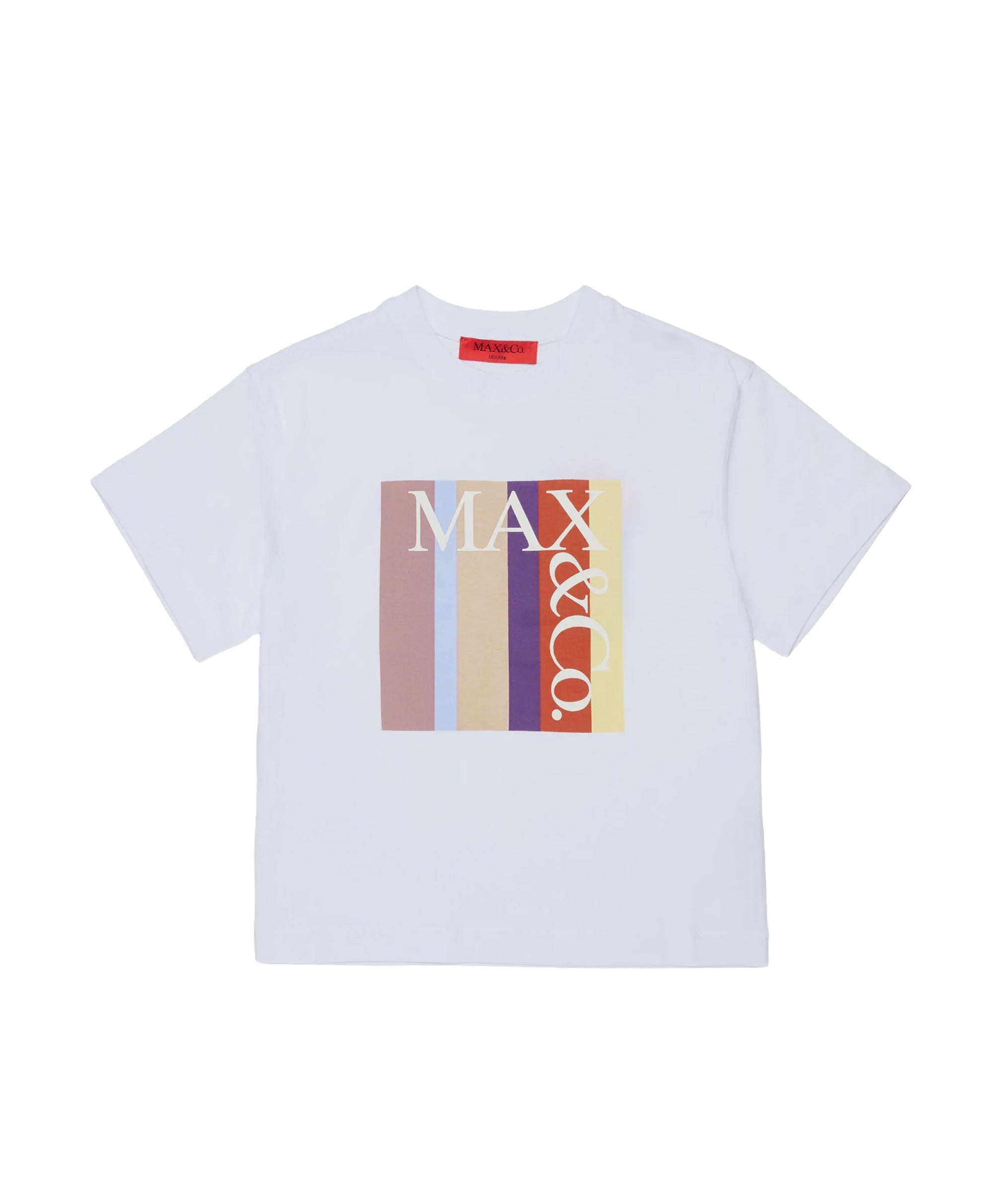 Max&Co Kids T-shirt Bianca con Stampa Logo Multicolore per Bambine