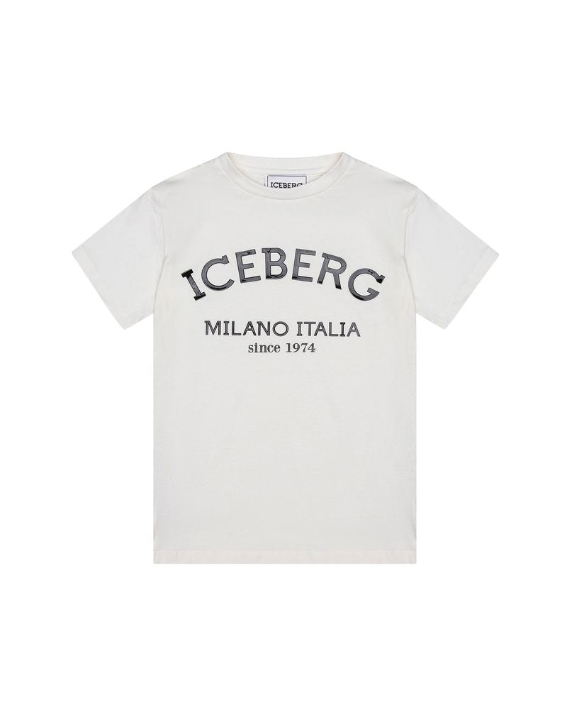 Iceberg Kids T-Shirt Off-White con Stampa Logo Unisex