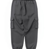 Msgm Kids Pantalone Cargo Grigio con Vita e Logo a Contrasto per Bambine