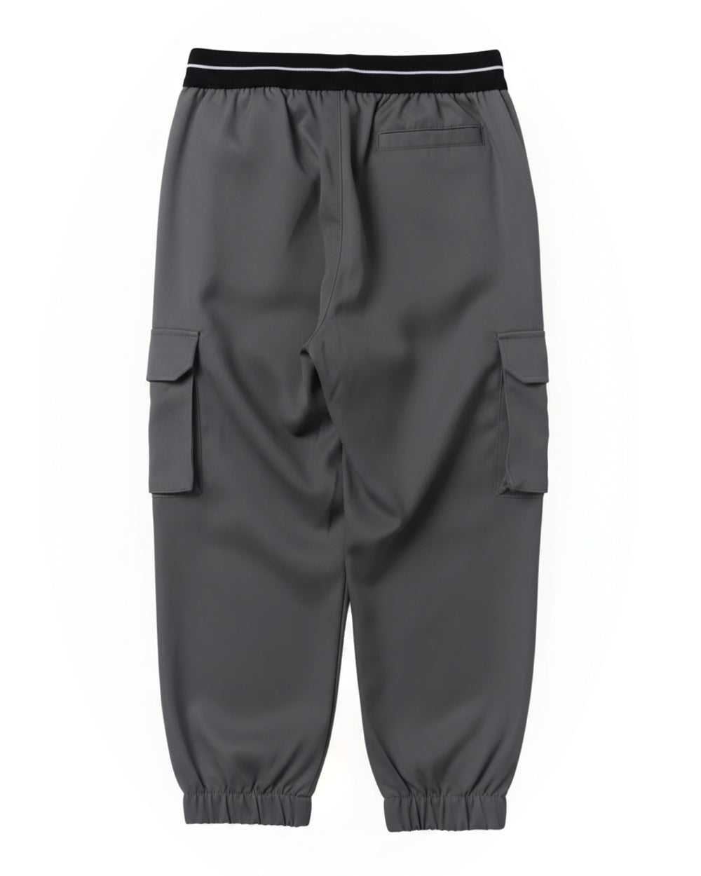 Msgm Kids Pantalone Cargo Grigio con Vita e Logo a Contrasto per Bambine