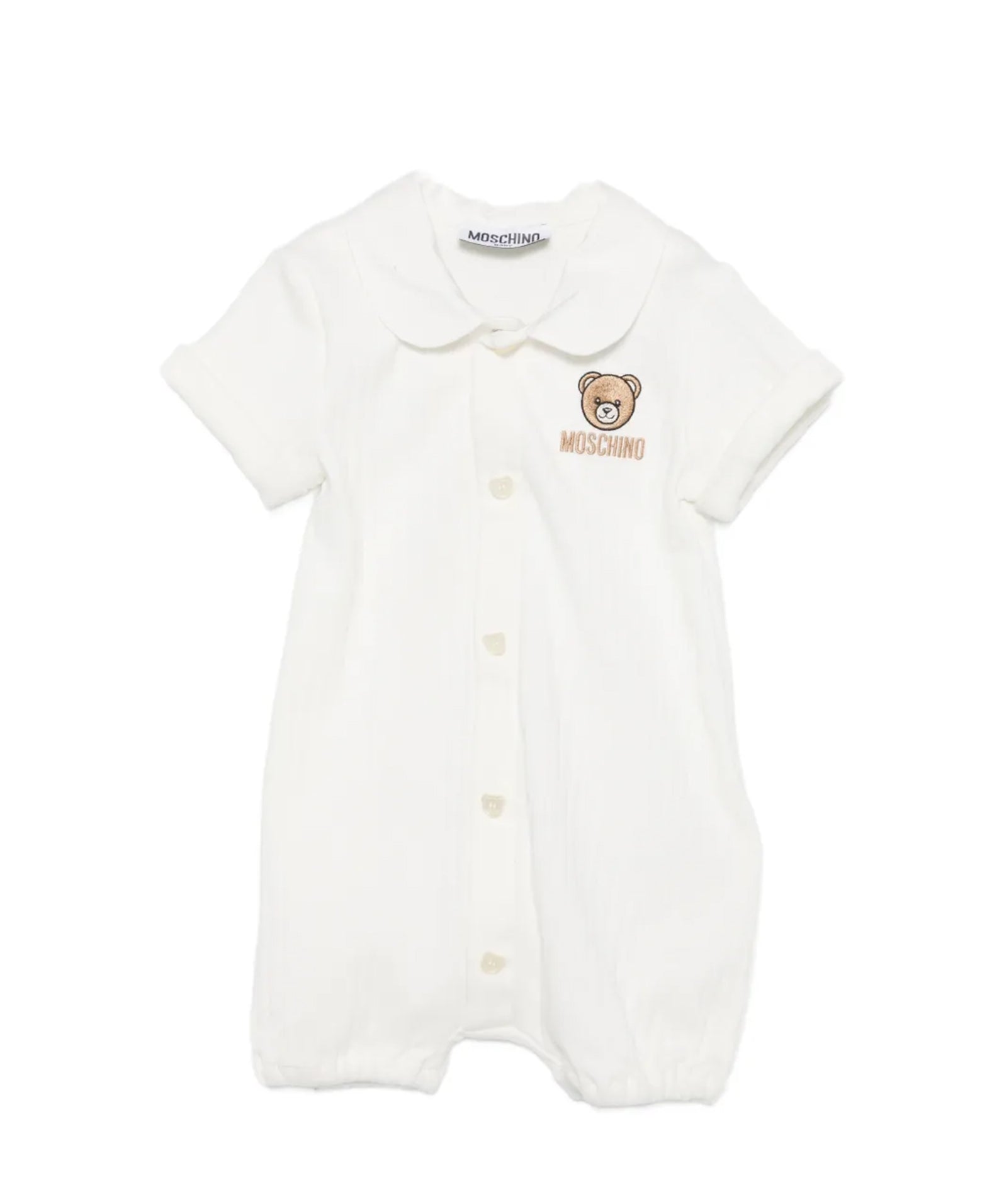 Moschino Kids Pagliaccetto Panna con Bottoni e Teddy Bear per Neonate