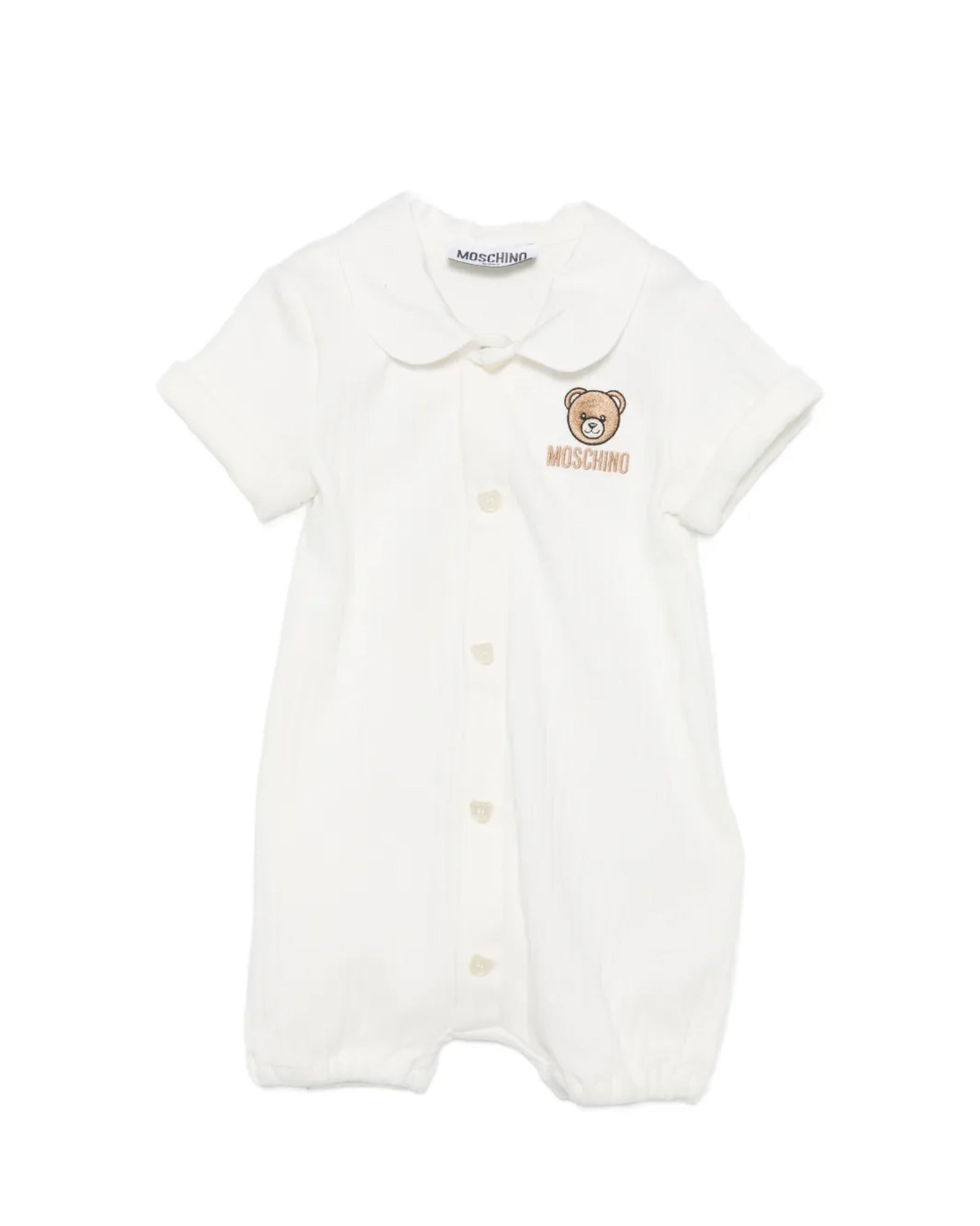 Moschino Kids Pagliaccetto Panna con Bottoni e Teddy Bear per Neonate