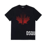 Dsquared2 Kids T-shirt Nera con Applicazione Leaf Strass per Bambine