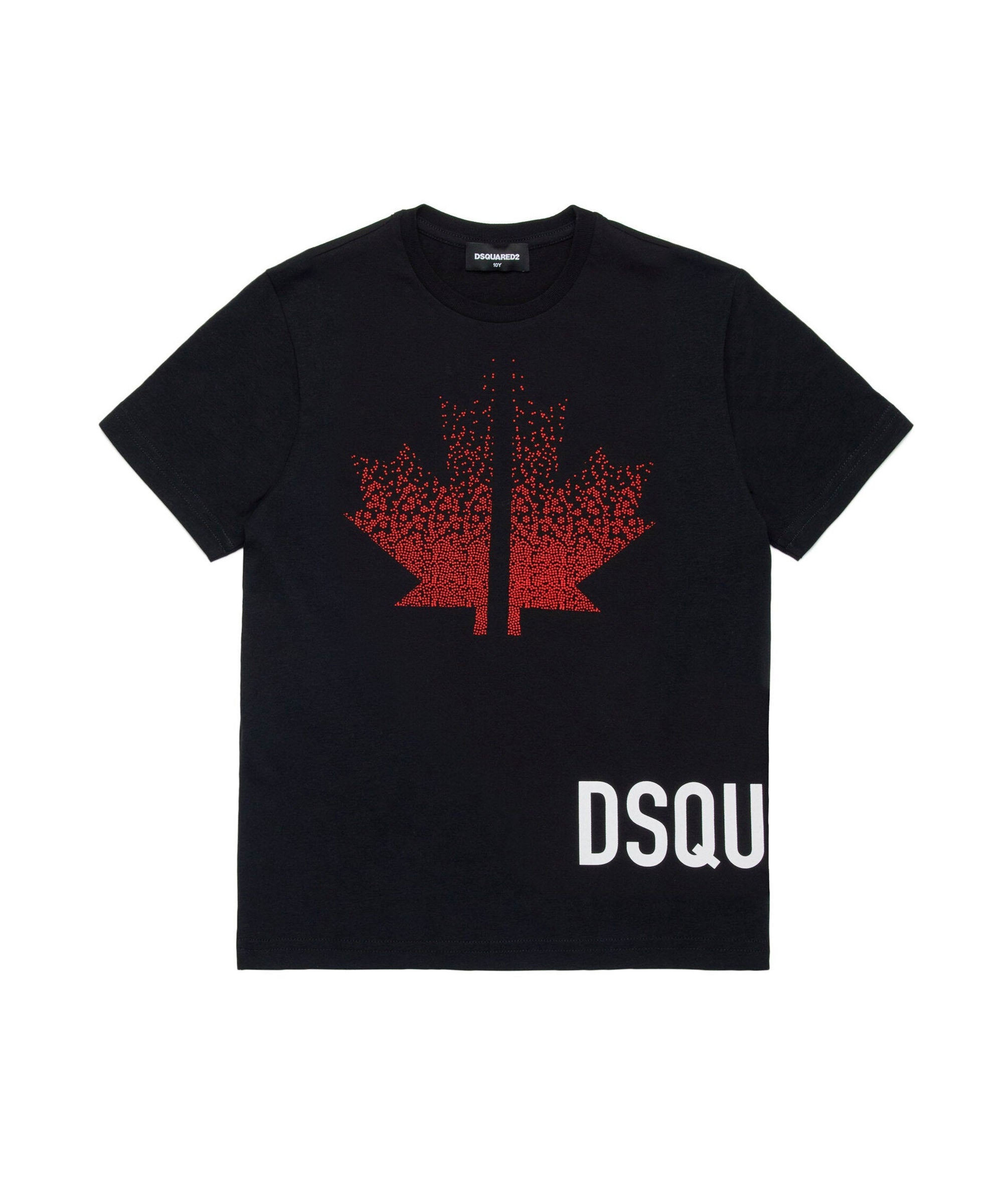 Dsquared2 Kids T-shirt Nera con Applicazione Leaf Strass per Bambine