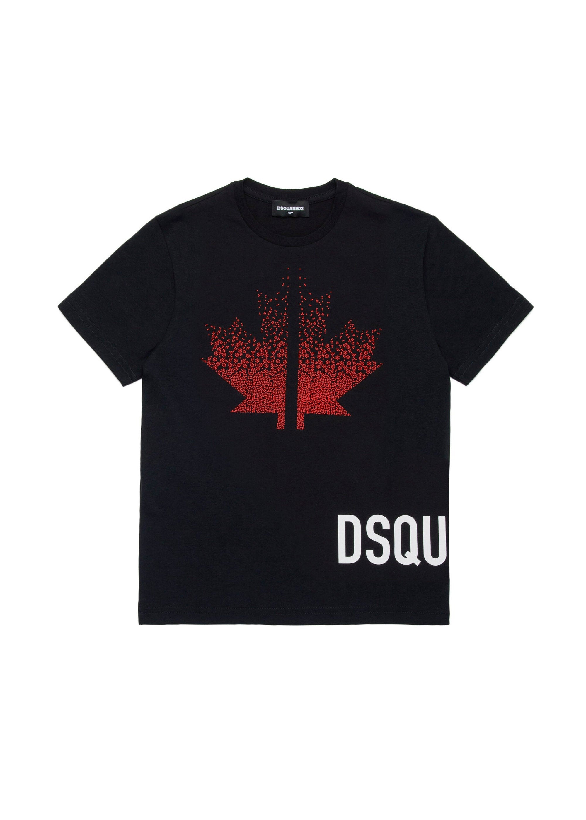 Dsquared2 Kids T-shirt Nera con Applicazione Leaf Strass per Bambine