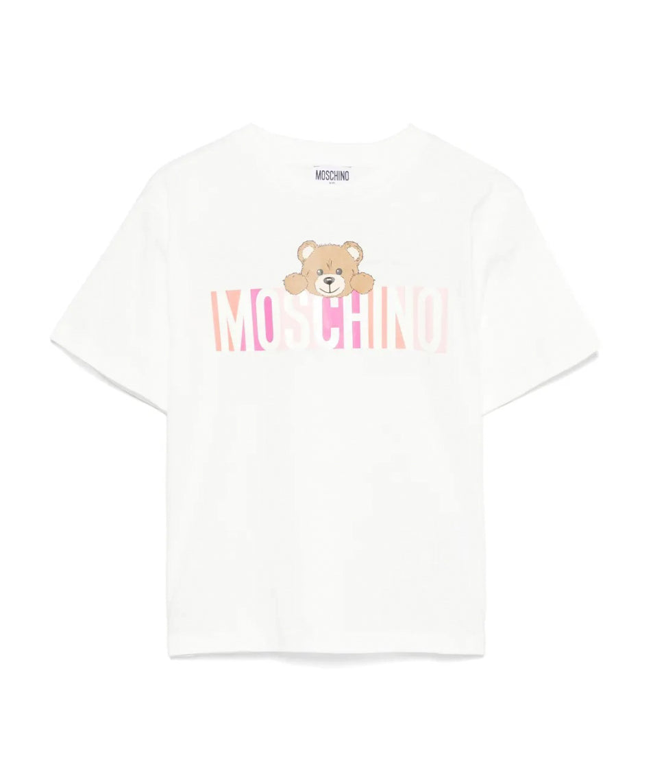 Moschino Kids T-shirt Panna con Stampa Colorful per Bambine