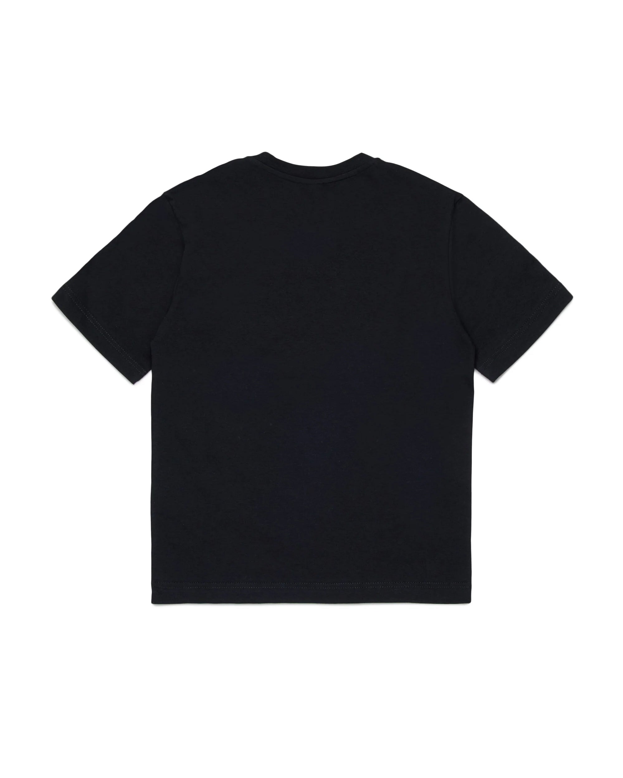 Diesel Kids T-shirt Nera con Doppia Stampa Logo Unisex per Bambini