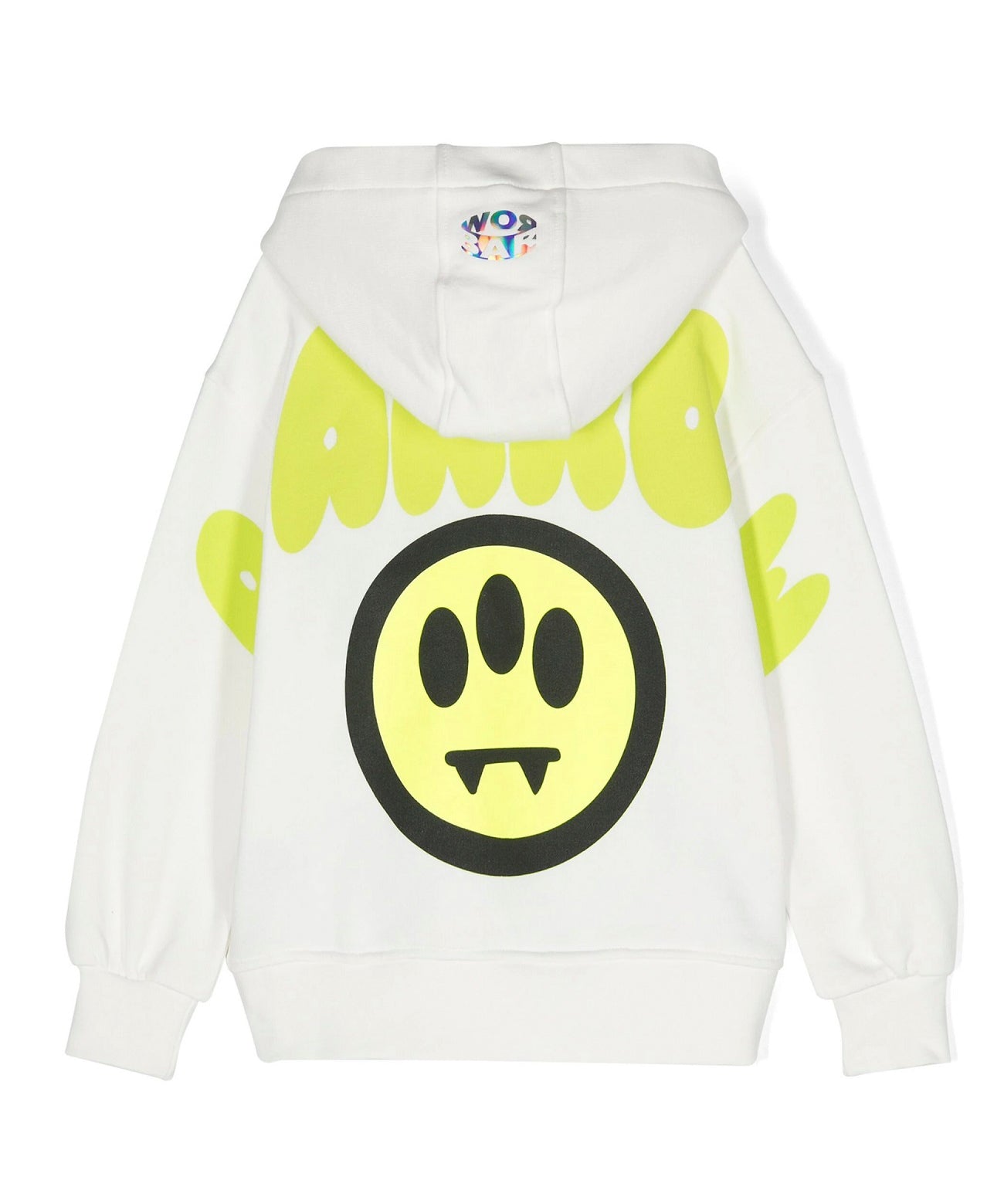 Barrow Kids Felpa con Cappuccio Bianca con Stampa Logo e Smile retro
