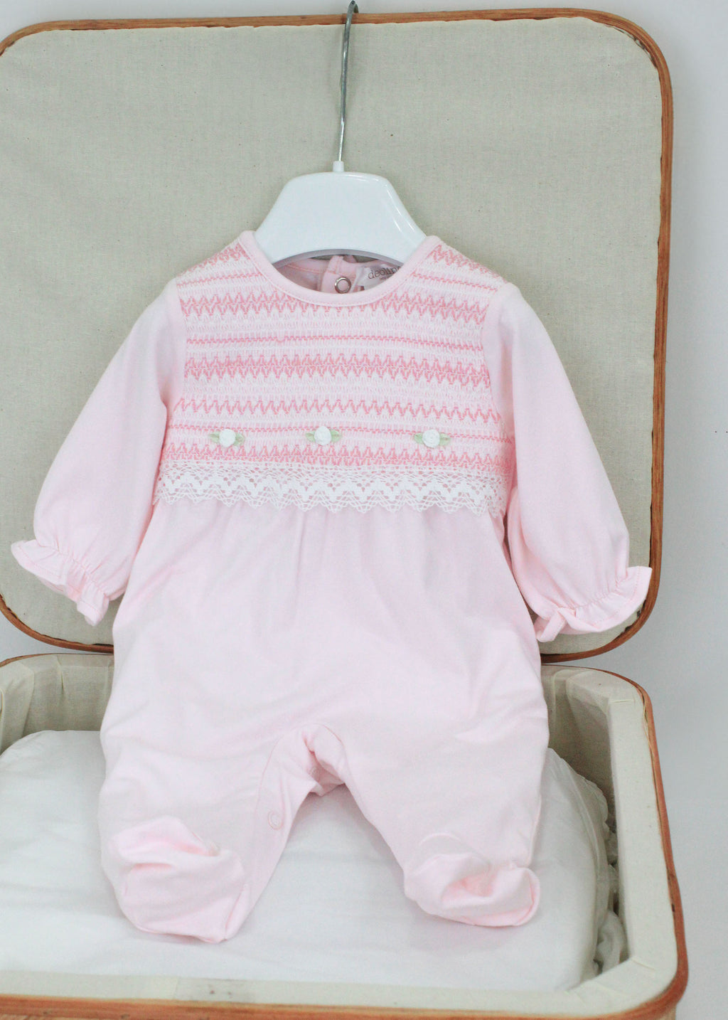 Deolinda Tutina Rosa con Ricamo per Neonate