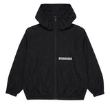 Dsquared2 Kids Giacca Nera a Vento con Logo Stampato per Bambini