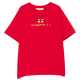 Elisabetta Franchi La Mia Bambina T-Shirt Rosso con Logo Oro per Bambine