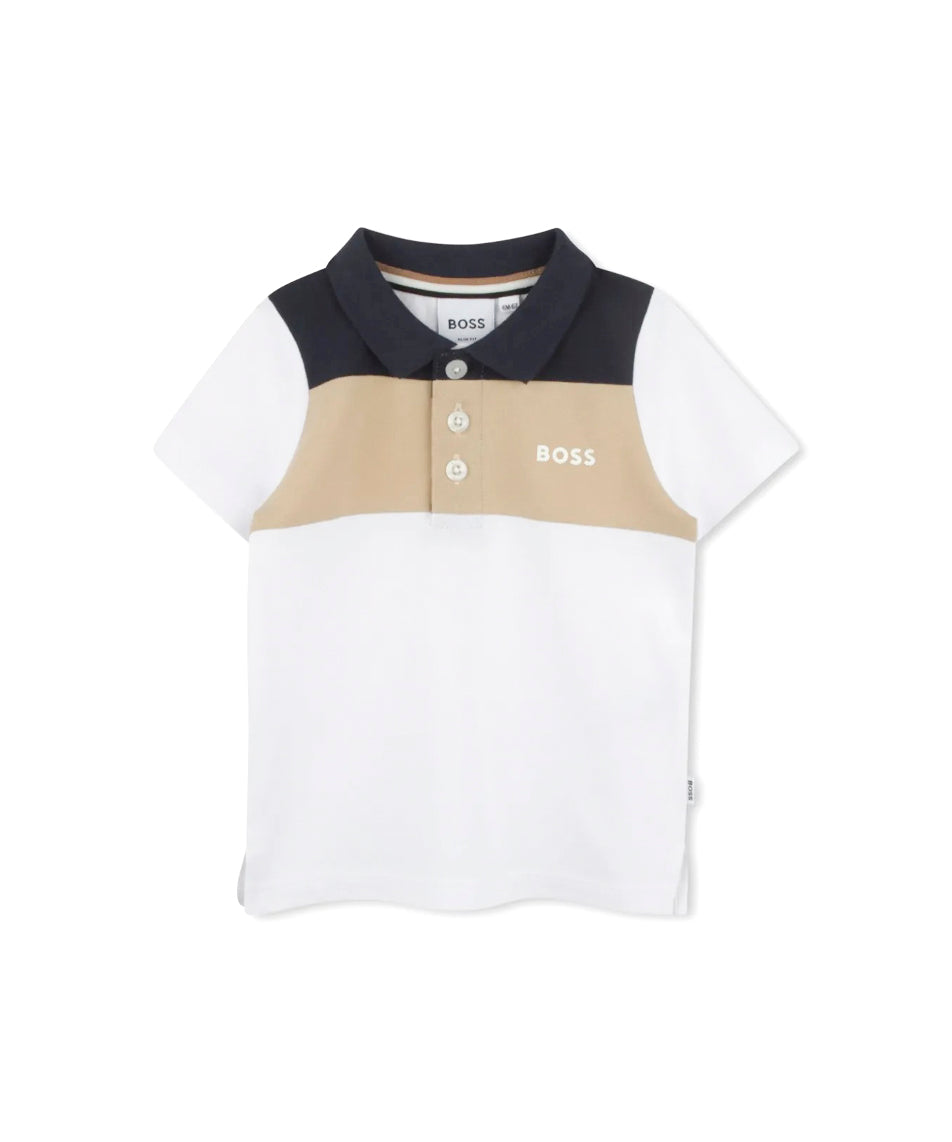 Boss Kids Polo Bianca con Logo per Neonati