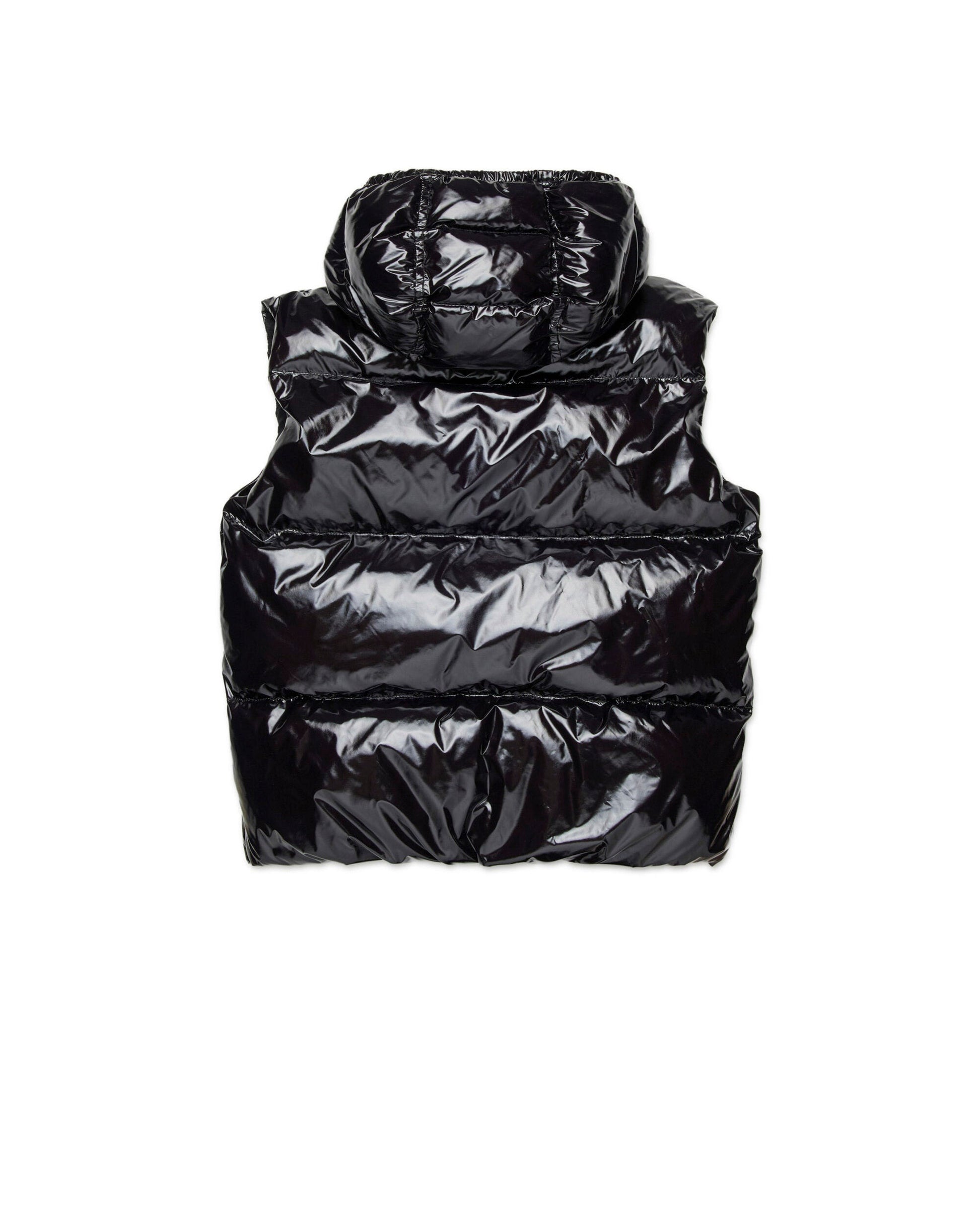 Dsquared2 Kids Giubbino Smanicato Puffer Nero con Maple Leaf per Bambini