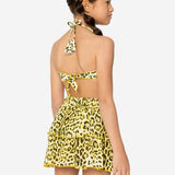 4GIVENESS Yellow Spotted Pattern Skirt Cover Up for Girls