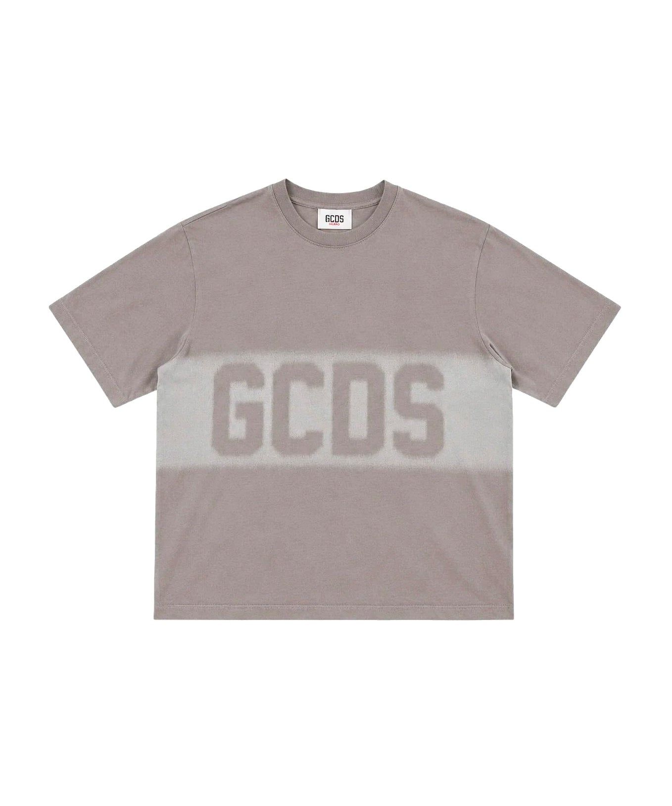 Gcds Kids T-Shirt Grigio con Banda Logo per Bambini