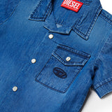 Diesel Kids Camicia in Jeans con Ricamo Logo per Neonati