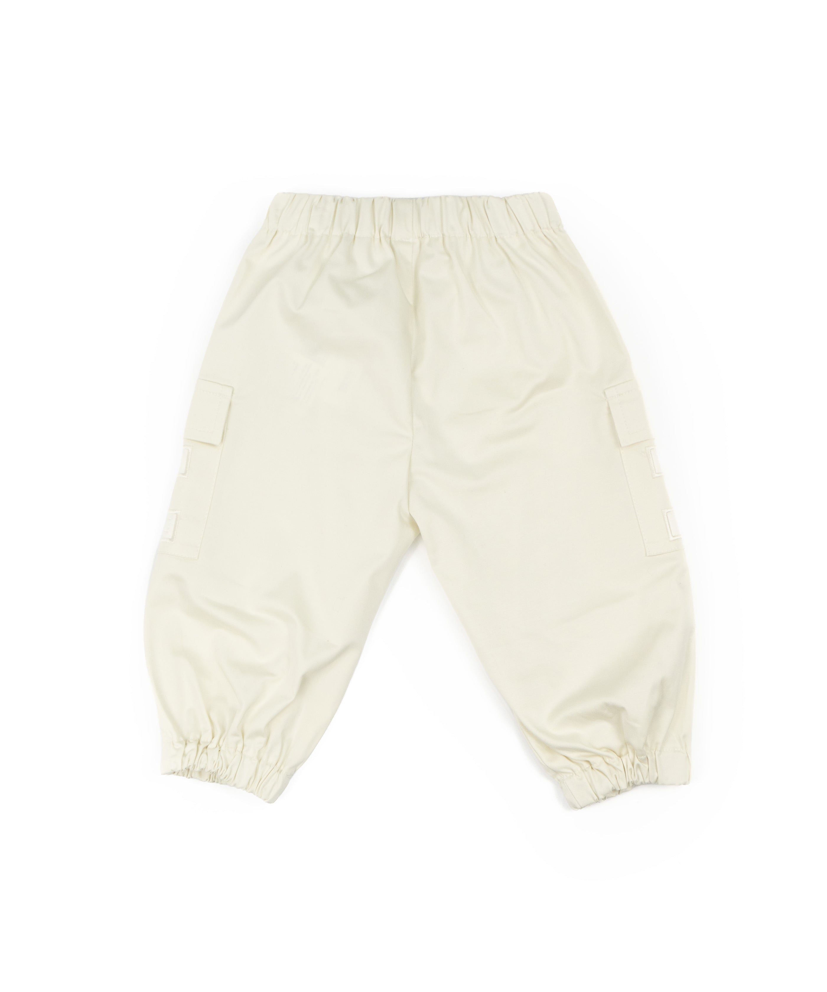 Elisabetta Franchi La Mia Bambina Pantalone Cargo Avorio in Satin per Neonate